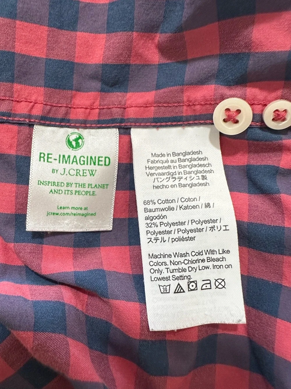 J.Crew Men Performance Slim Untucked Button Up Shirt Shirt Medium Plaid